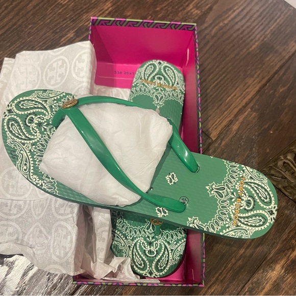 Tory Burch Shoes - Brand new in box … Tory Burch Green Americana Flip Flop